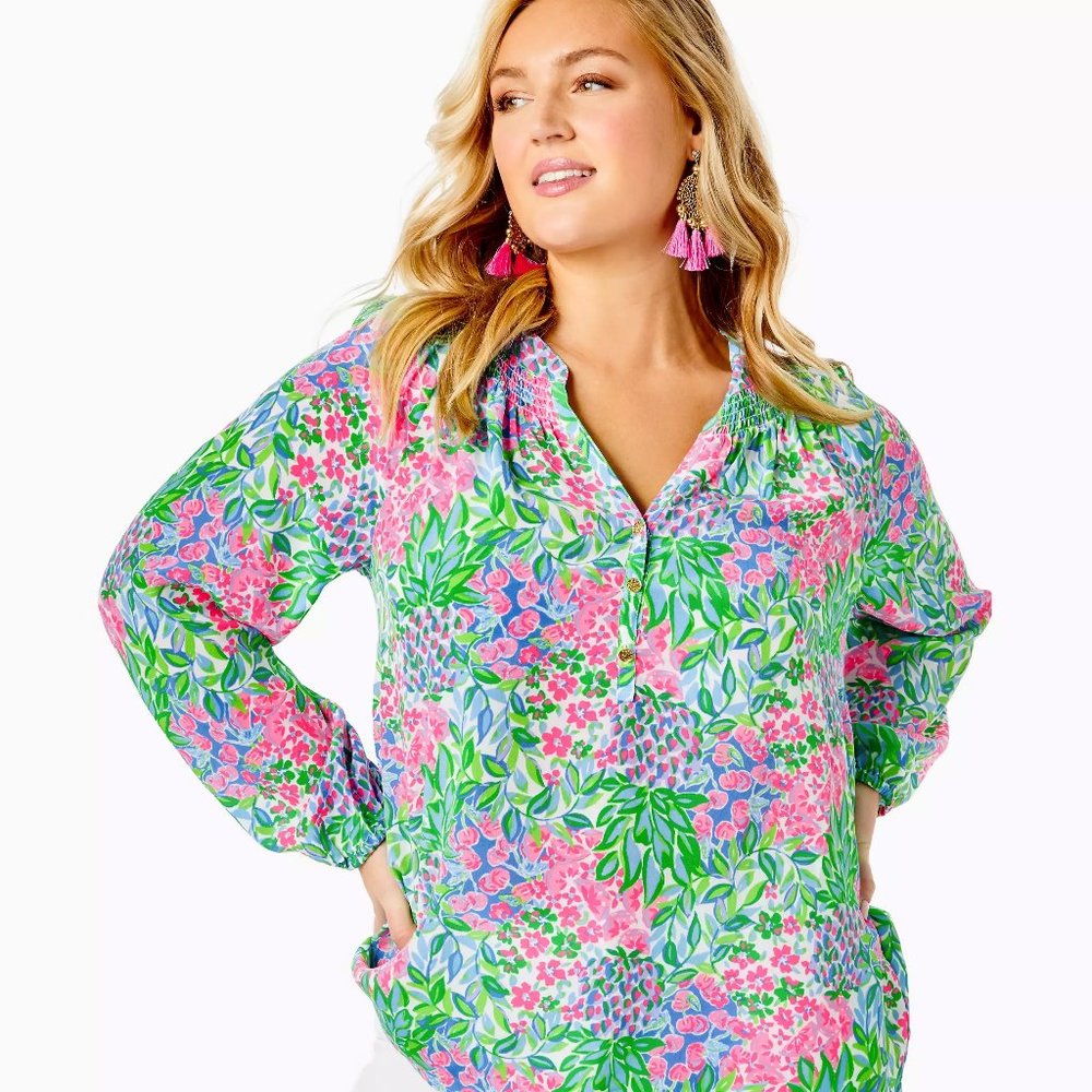 Lilly Pulitzer $178 Elsa Silk Top, Multi A Cherry On Top, Sz L, NWT - Picture 8 of 9